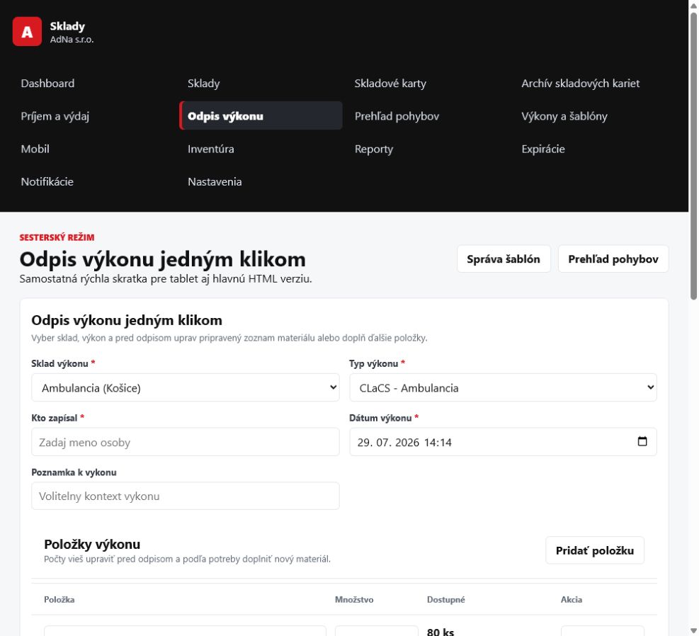 Rýchly odpis výkonu s položkami a množstvami